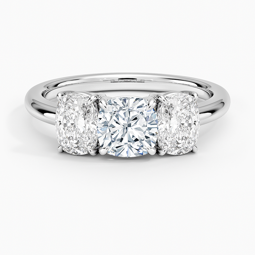 Luxe Faye Elongated Cushion Three Stone Diamond Ring