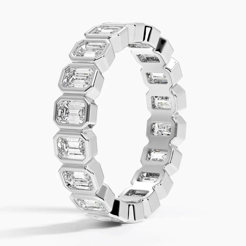 Каблучка з діамантами Eternity Bezel Emerald Cut