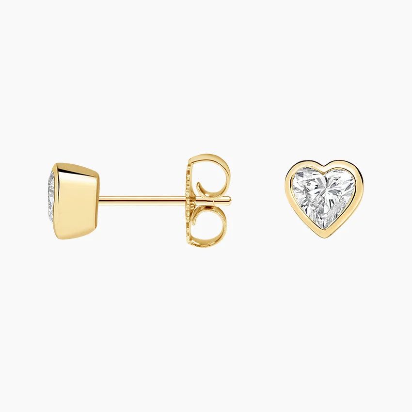 Сережки пусети з діамантами Bezel Heart Cut