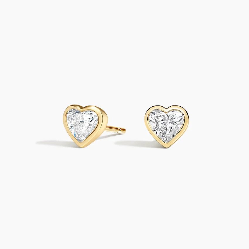 Сережки пусети з діамантами Bezel Heart Cut