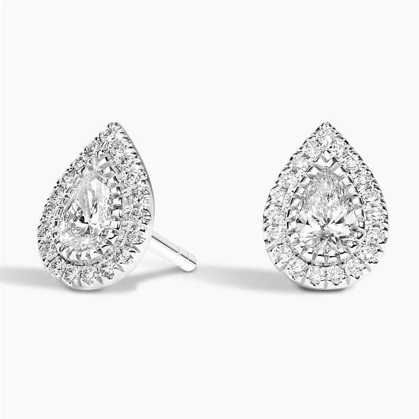 Сережки пусети з діамантами Halo Pear Сut