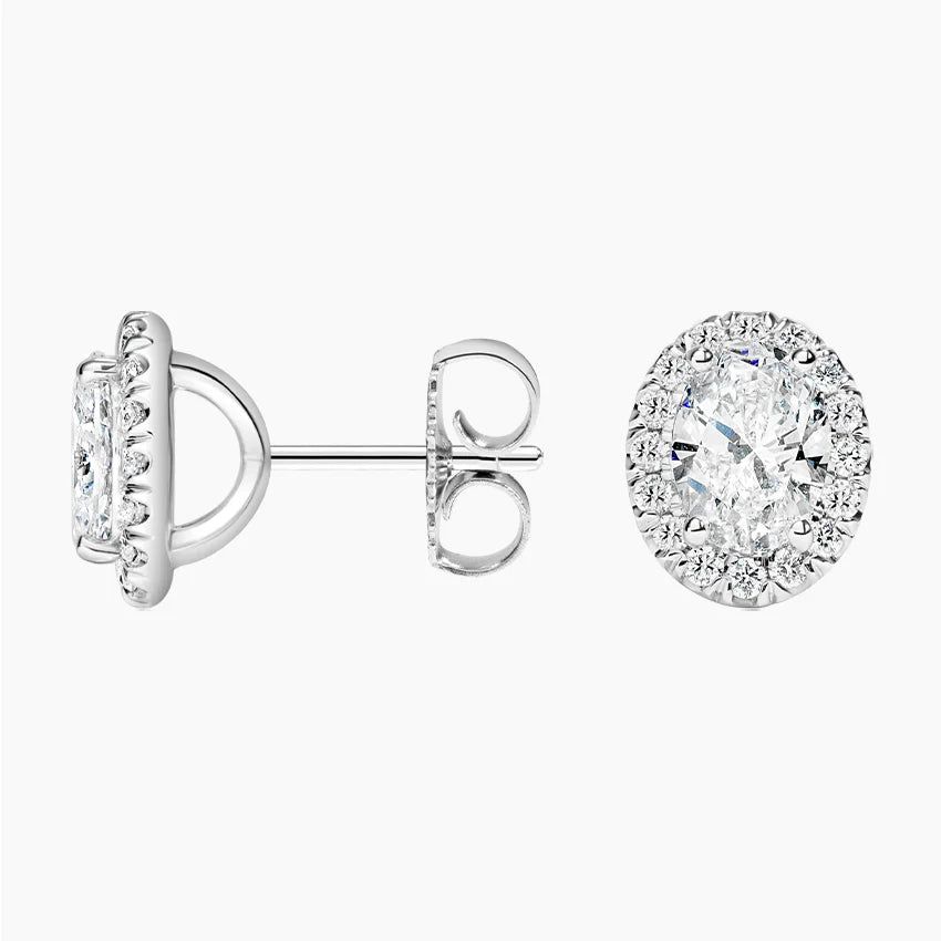 Сережки пусети з діамантами Oval Halo