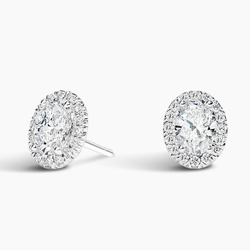 Сережки пусети з діамантами Oval Halo
