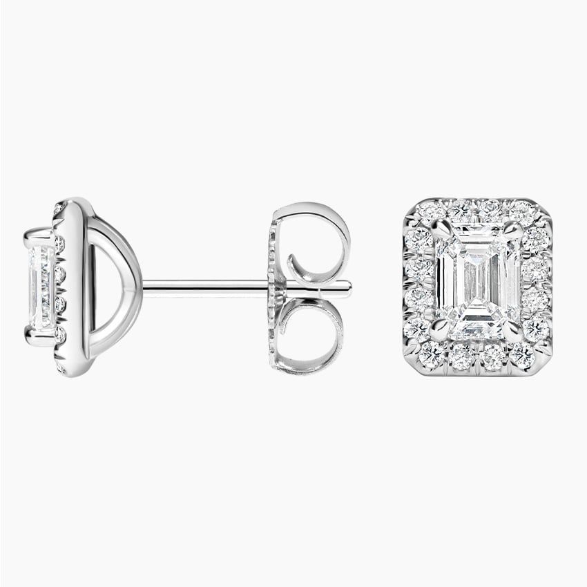 Сережки з діамантами Emerald Cut Halo