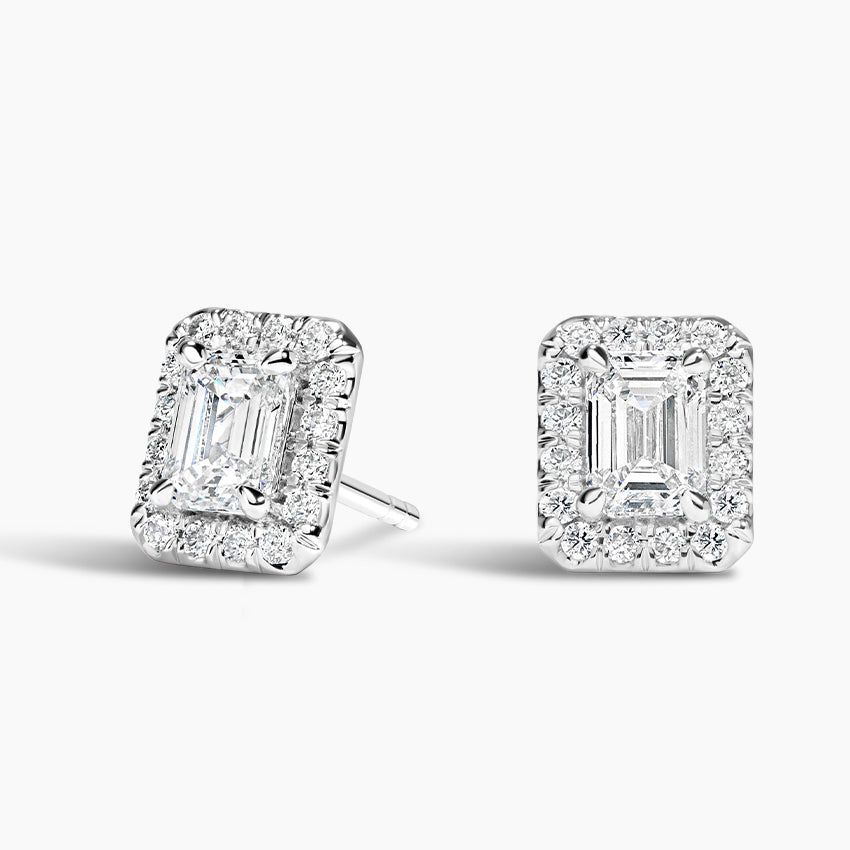 Сережки з діамантами Emerald Cut Halo
