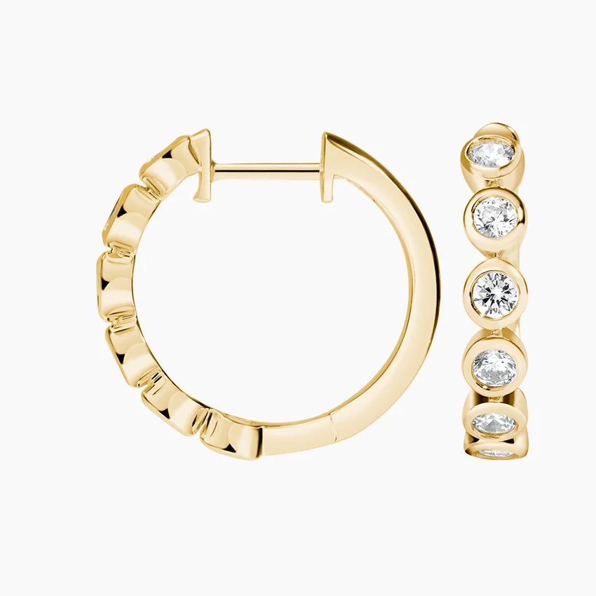 Сережки кільця з діамантами  Bezel Round Cut