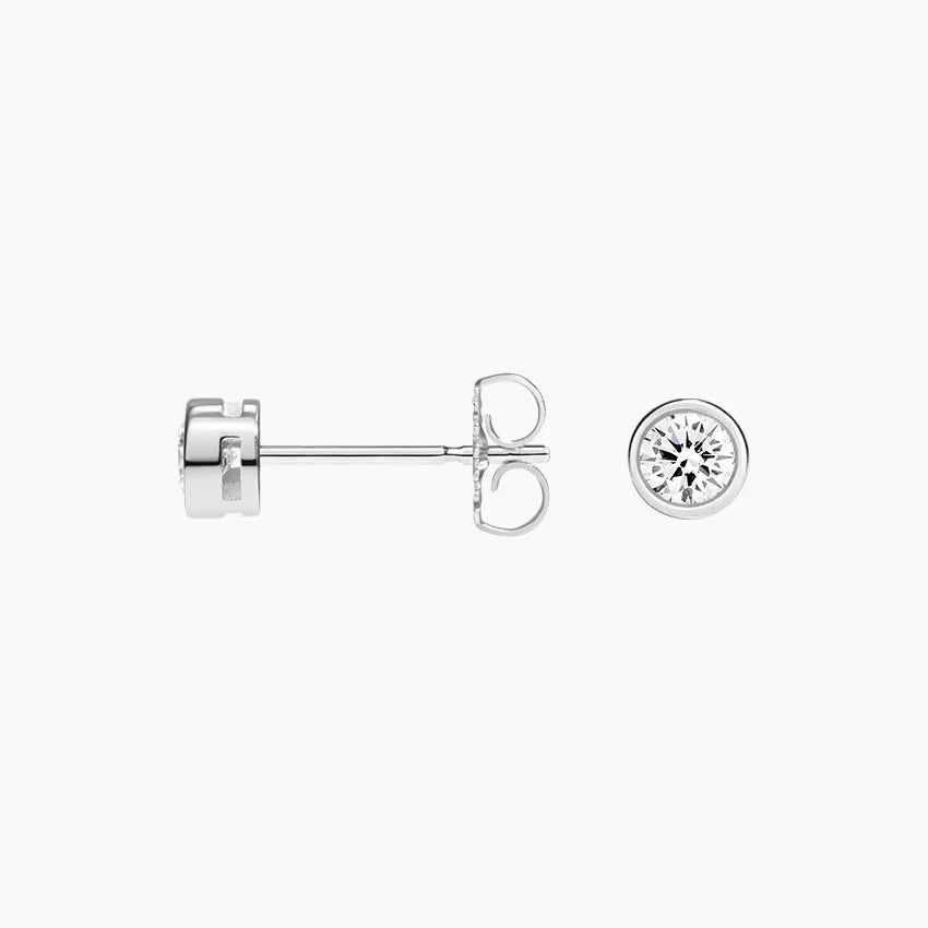 Сережки пусети з діамантами Bezel Round Cut