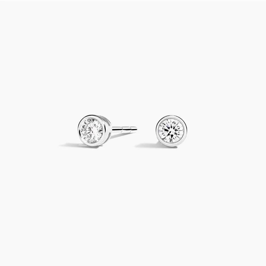 Сережки пусети з діамантами Bezel Round Cut